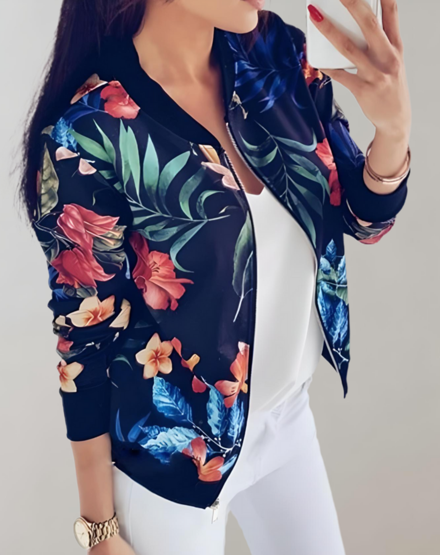 Women's Floral Bomber Jacket – Chic Style for Everyday Wear 6