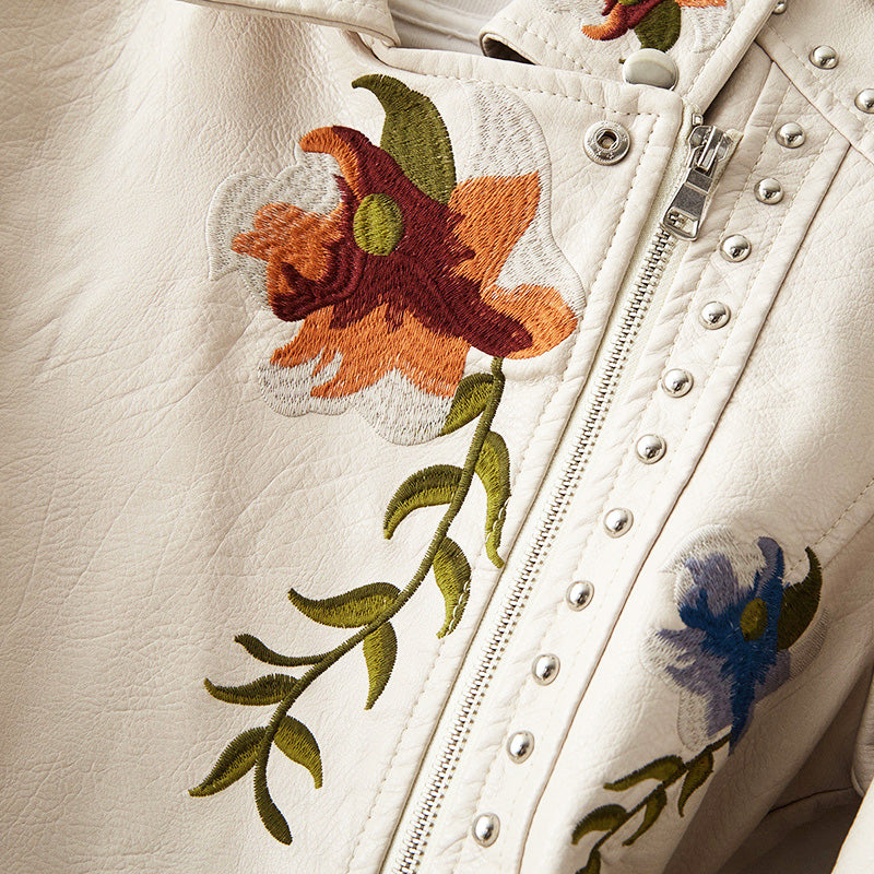 Women’s Floral Embroidered Biker Jacket – Fitted & Stylish 6