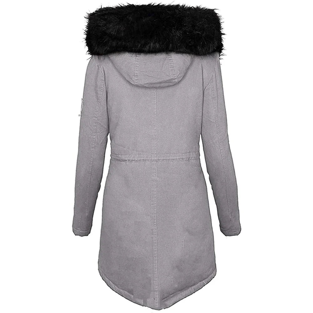 Women's Fluffy Hooded Jacket – Luxurious Fur Collar for Winter Warmth 2