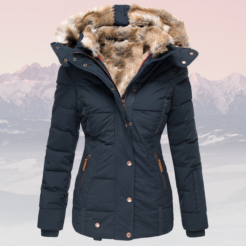 Women's Fur-Collar Hooded Jacket – Insulated & Stylish Winter Coat 0