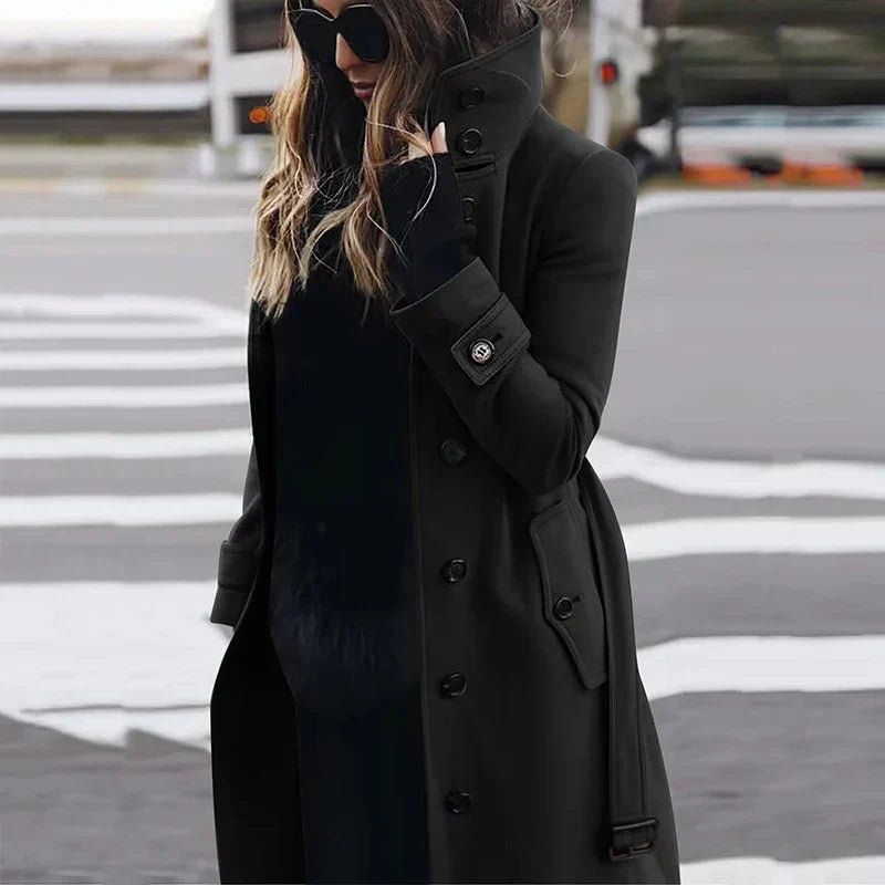 Women's High-Neck Trench Coat – Elegant & Warm for Chic Outings 2