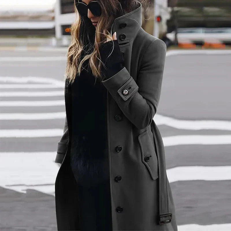 Women's High-Neck Trench Coat – Elegant & Warm for Chic Outings 3