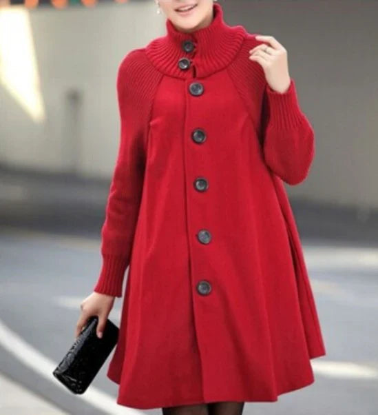Women's High Neck Patchwork Coat – Chic Style for Cold Weather 2