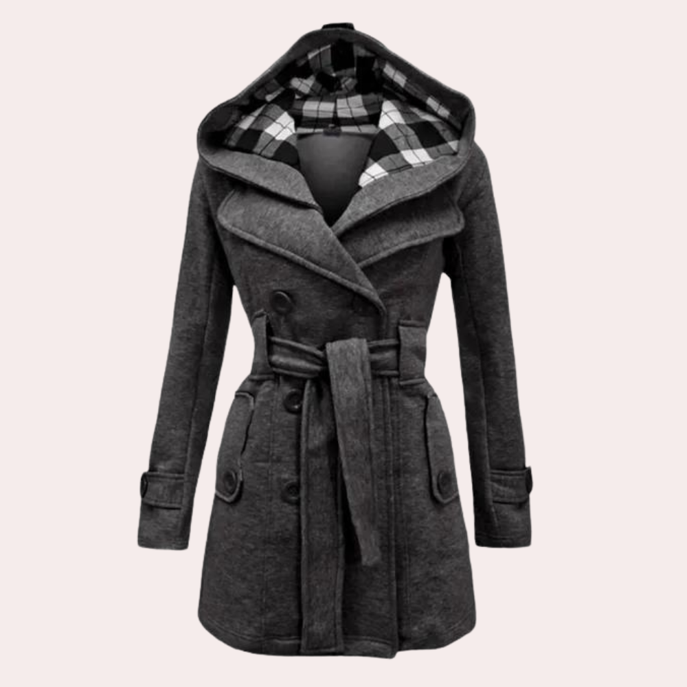Women's Hooded Checkered Coat – Stylish Warmth for Winter 2