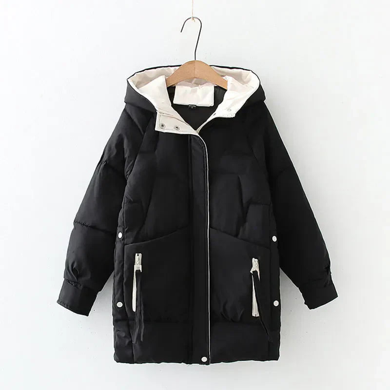 Women's Hooded Cotton Jacket – Cozy Relaxed Fit for Winter 2
