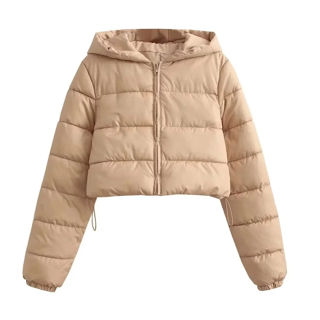 Women's Hooded Cropped Jacket – Slim Fit for Winter Warmth 0