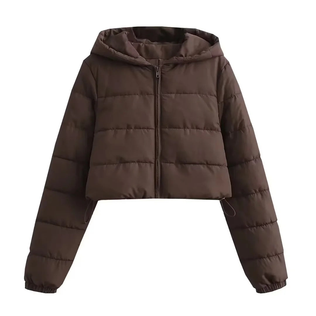Women's Hooded Cropped Jacket – Slim Fit for Winter Warmth 2
