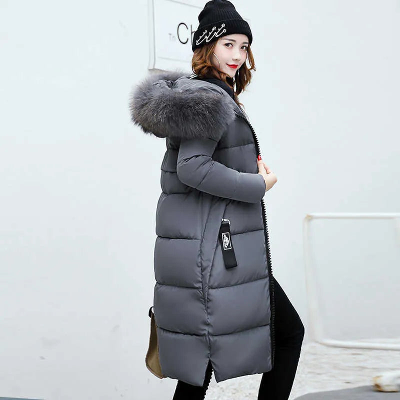 Women's Hooded Down Jacket – Chic Faux Fur Collar for Winter 2