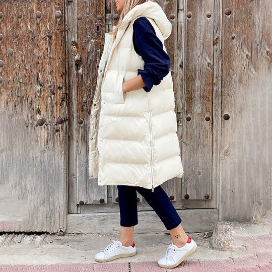 Women's Hooded Padded Coat – Stylish Mid-Length for Winter 2