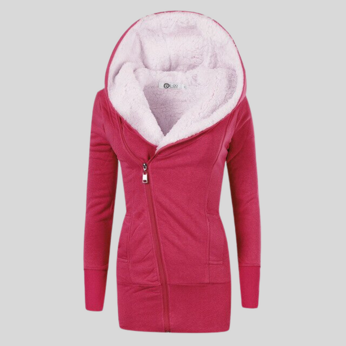 Women's Hooded Winter Jacket – Stylish Slant Zip for Cozy Warmth 1