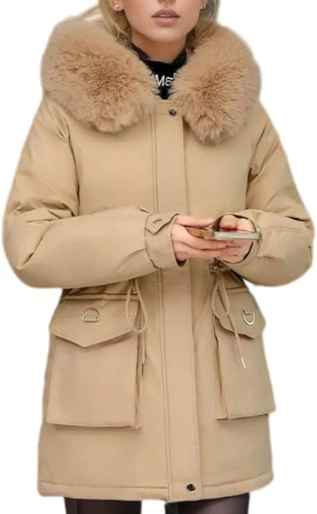 Women’s Insulated Parka Coat – Stylish Faux Fur Hood & Adjustable Fit 1