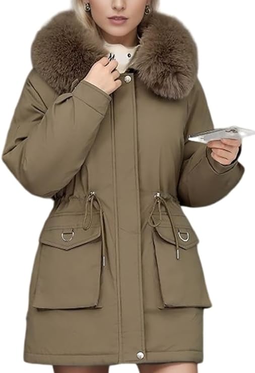 Women’s Insulated Parka Coat – Stylish Faux Fur Hood & Adjustable Fit 2