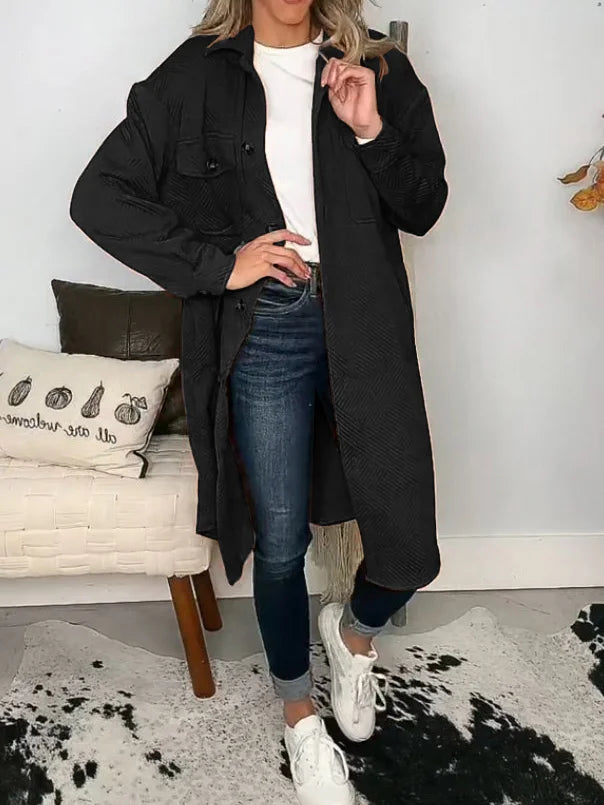 Women's Knee-Length Jacket – Elegant Single-Breasted Design 1
