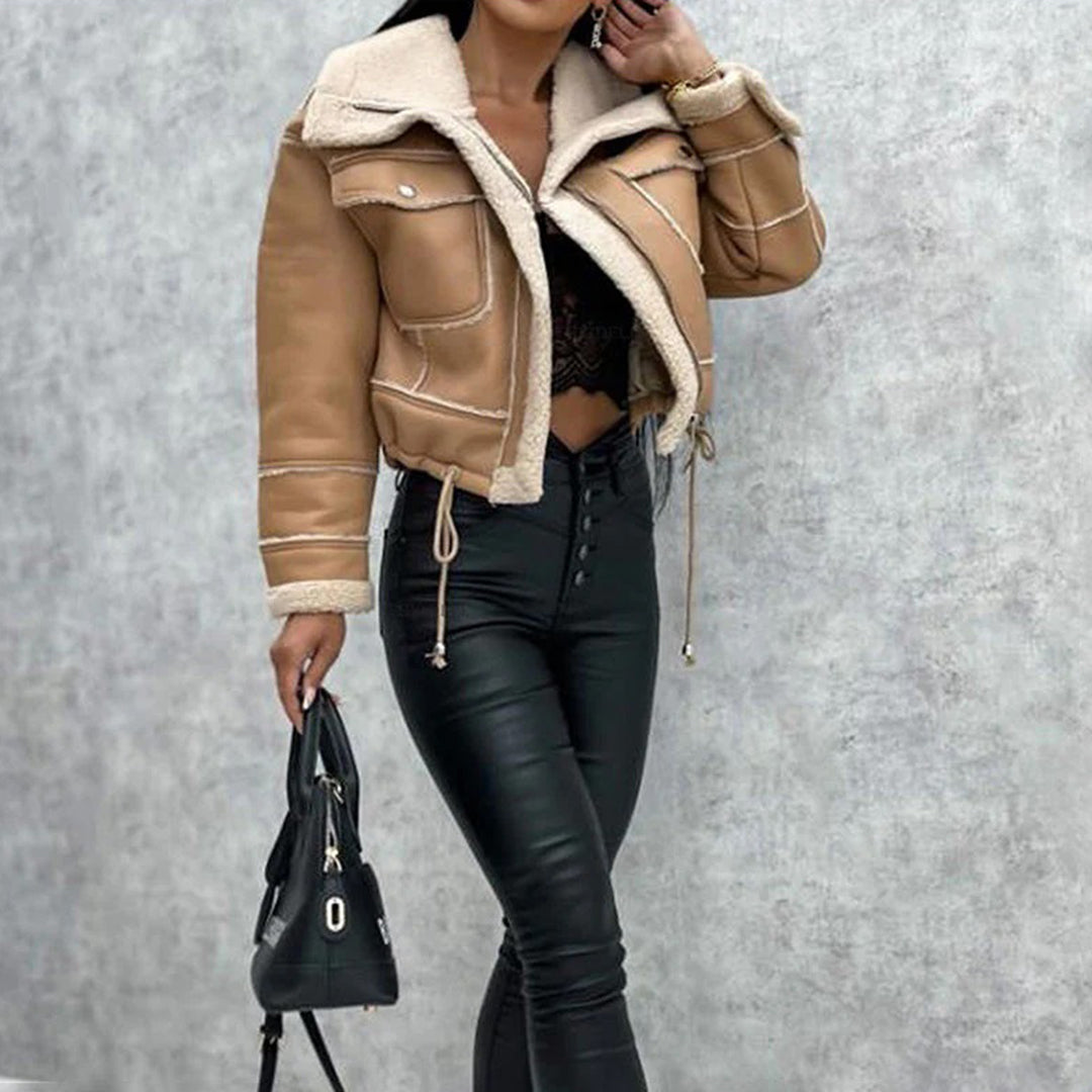 Women's Lamb Wool Motorcycle Jacket – Cozy Chic for Every Occasion 7