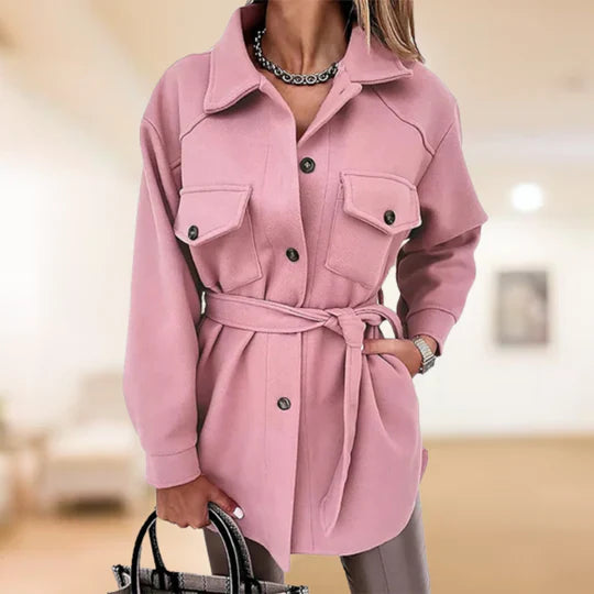 Women's Lapel Trench Coat – Tailored Fit with Chic Belt 0