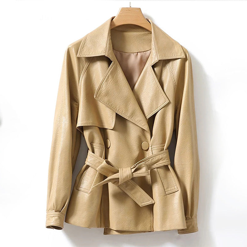 Women's Leather Jacket – Belted Waist for Flattering Fit 1
