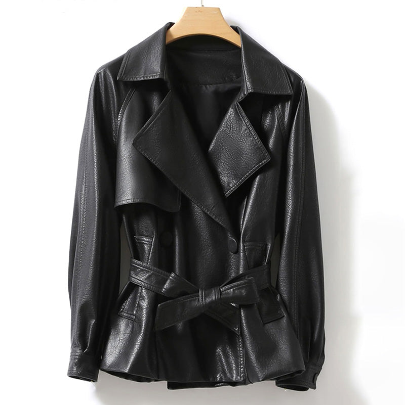 Women's Leather Jacket – Belted Waist for Flattering Fit 2