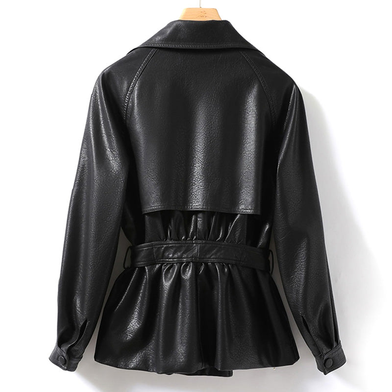 Women's Leather Jacket – Belted Waist for Flattering Fit 3