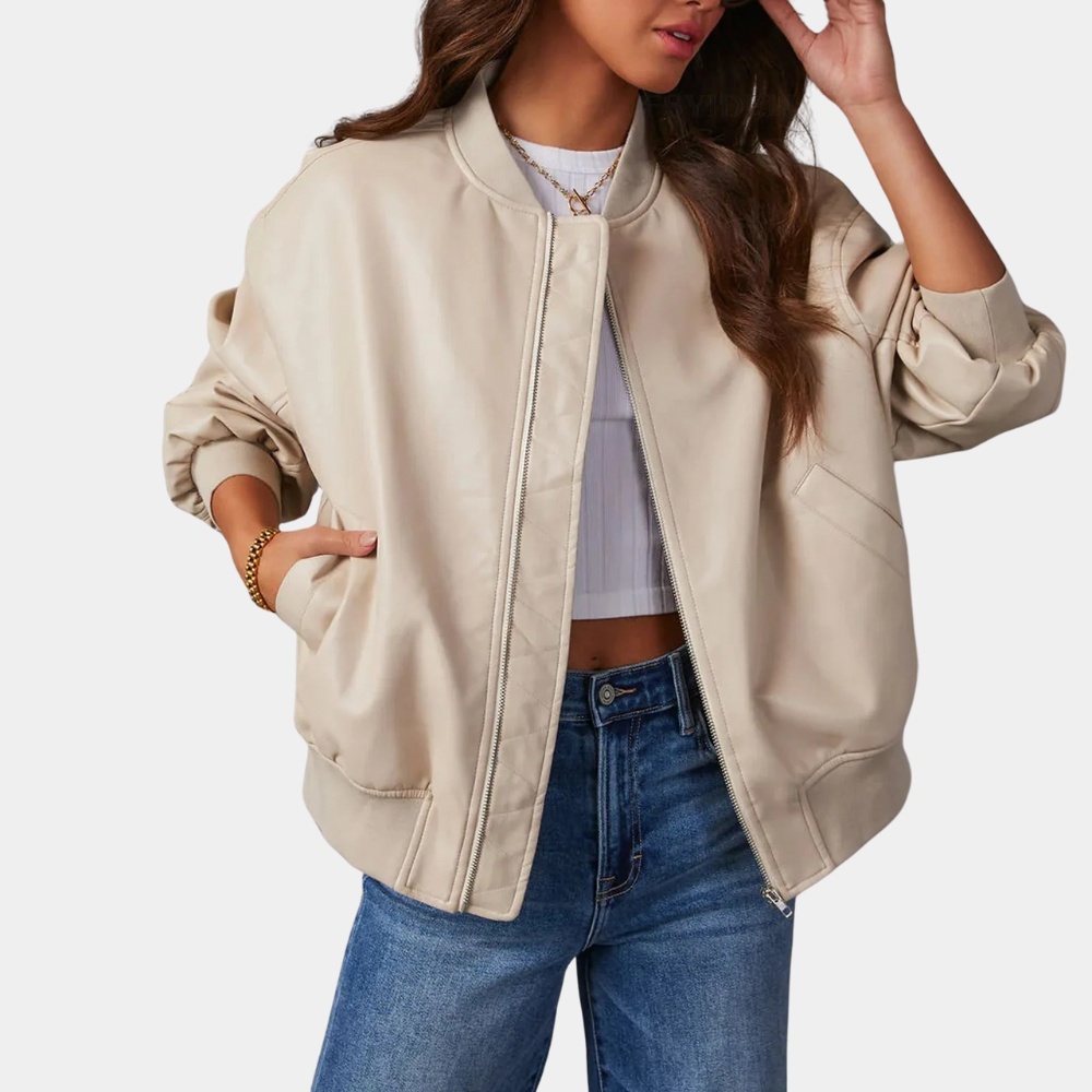 Women's Leather Jacket – Elongated Design for Edgy Style 0