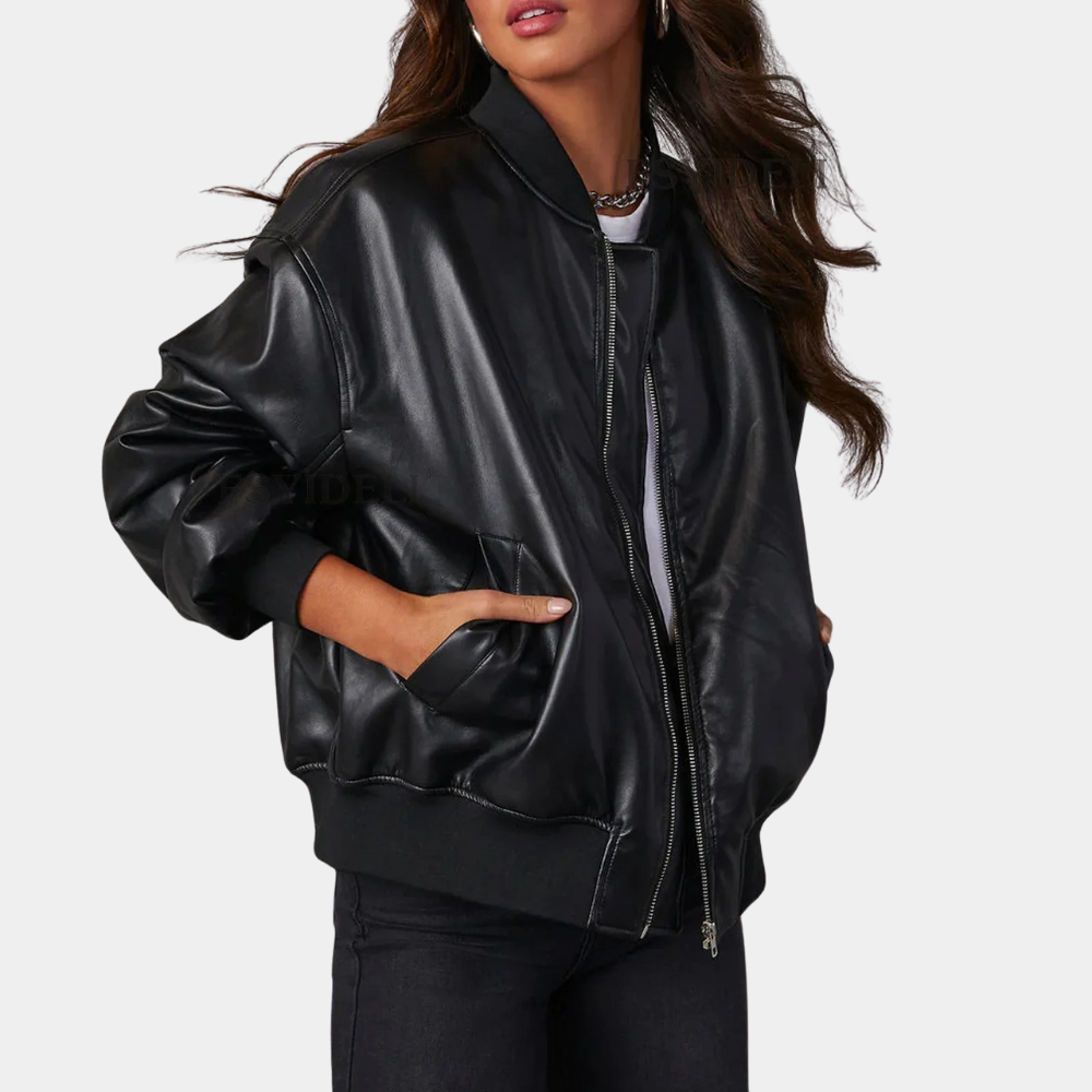 Women's Leather Jacket – Elongated Design for Edgy Style 1