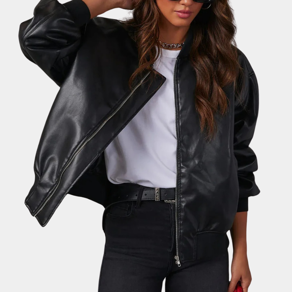 Women's Leather Jacket – Elongated Design for Edgy Style 2