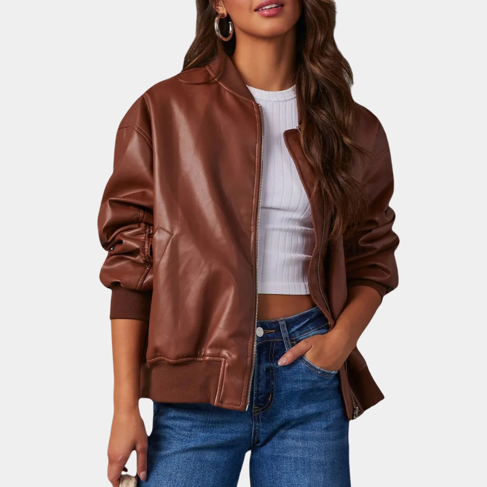 Women's Leather Jacket – Elongated Design for Edgy Style 3