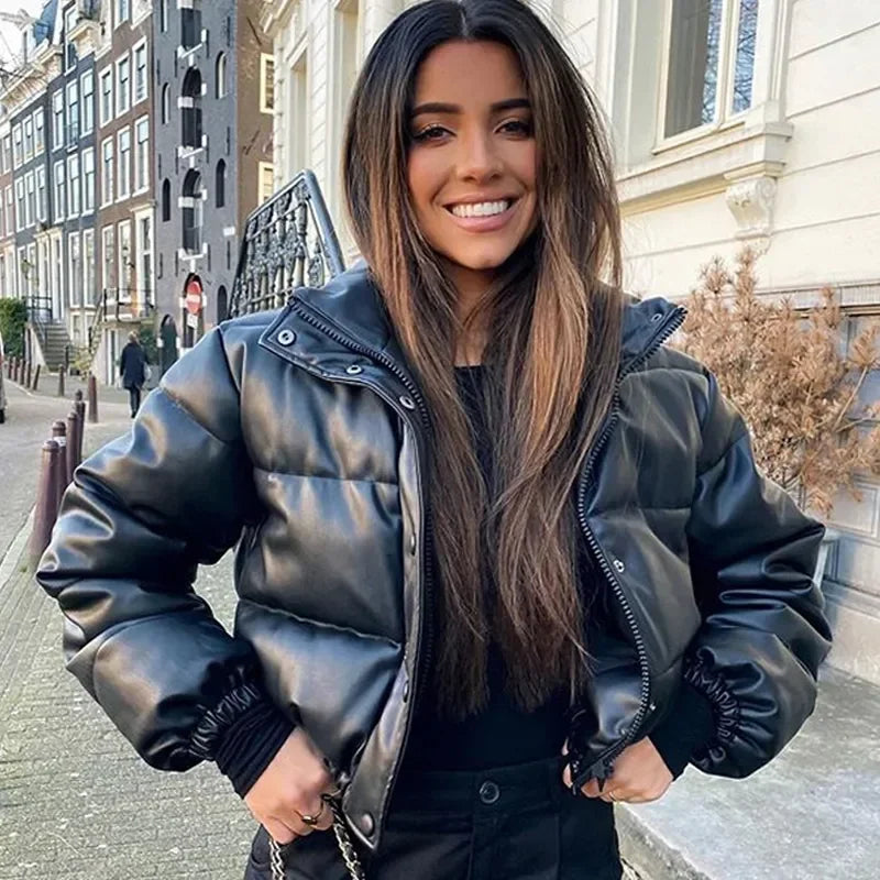 Women's Leather Jacket – Stand-Up Collar for Stylish Comfort 1