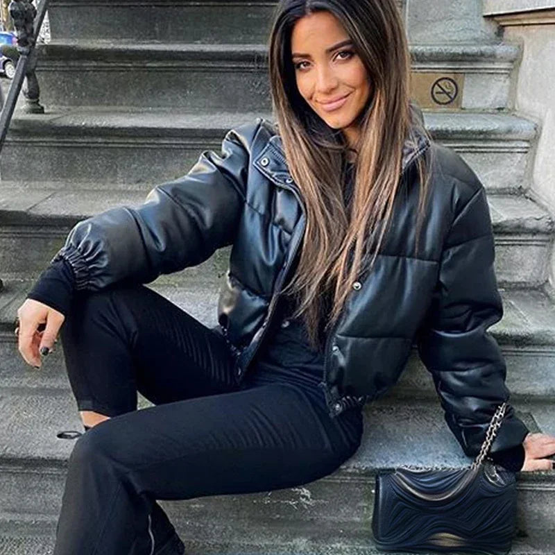 Women's Leather Jacket – Stand-Up Collar for Stylish Comfort 3