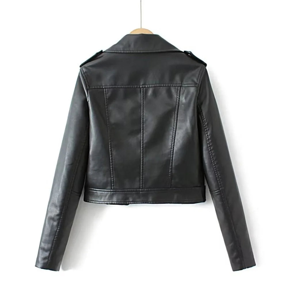Women's Leather Jacket – Stylish Zip-Up with Flattering Belt 5