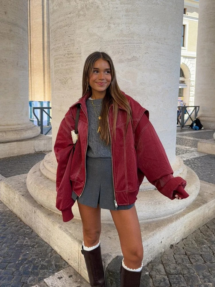 Women's Leather Jacket – Timeless Bomber for Year-Round Style 1