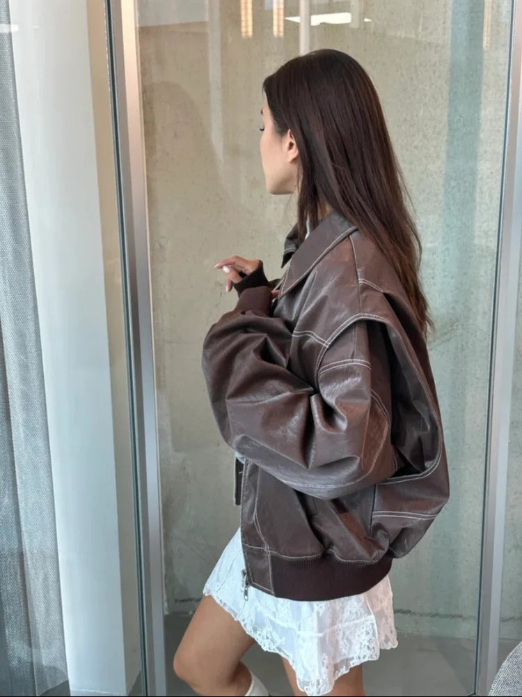 Women's Leather Jacket – Timeless Bomber for Year-Round Style 4