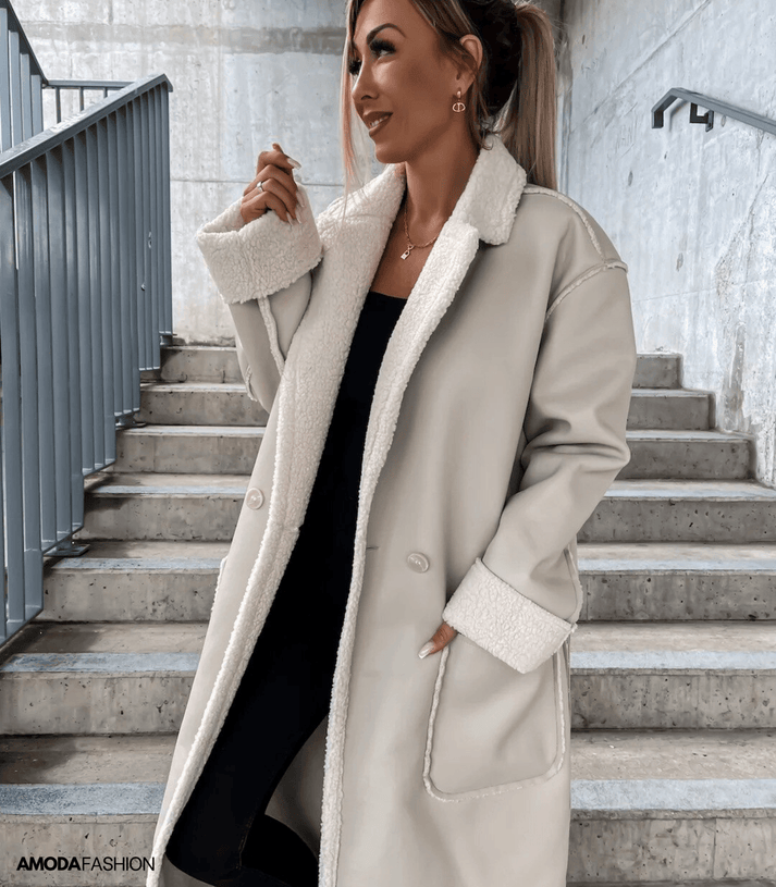 Women's Leather Windbreaker Trench Coat – Warm & Chic Design 1