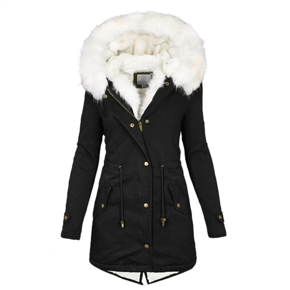 Women's Long Faux Fur Coat – Warm Padded Design for Winter 0