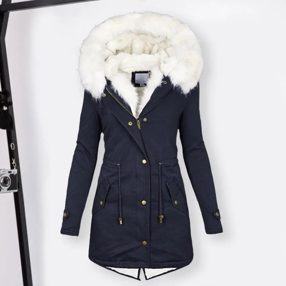 Women's Long Faux Fur Coat – Warm Padded Design for Winter 1