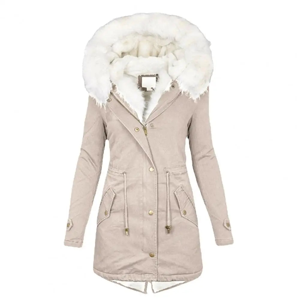 Women's Long Faux Fur Coat – Warm Padded Design for Winter 2