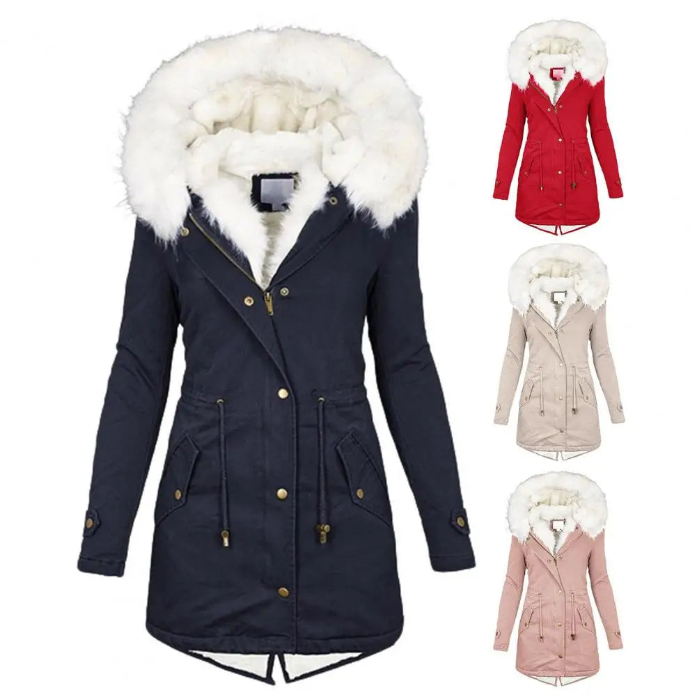 Women's Long Faux Fur Coat – Warm Padded Design for Winter 3