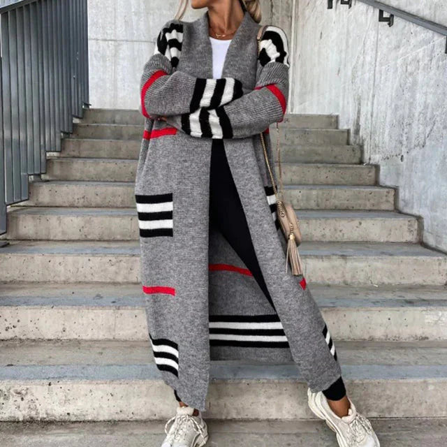 Women's Long Striped Cardigan – Cozy Knit for Fall Style 2