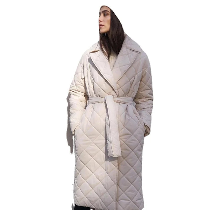 Women's Mid-Length Quilted Jacket – Elegant Lace Design for Winter 6