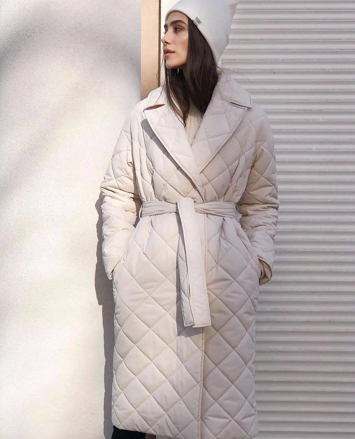 Women's Mid-Length Quilted Jacket – Elegant Lace Design for Winter 8