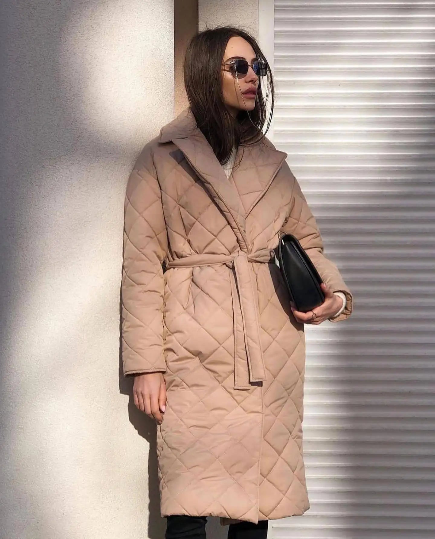 Women's Mid-Length Quilted Jacket – Elegant Lace Design for Winter 9