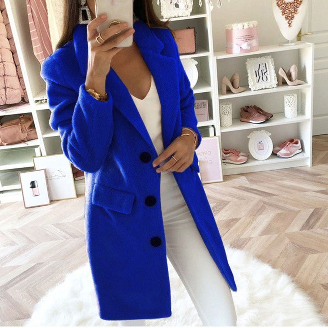 Women's Mid-Length Woolen Coat – Chic Double-Breasted Design 2