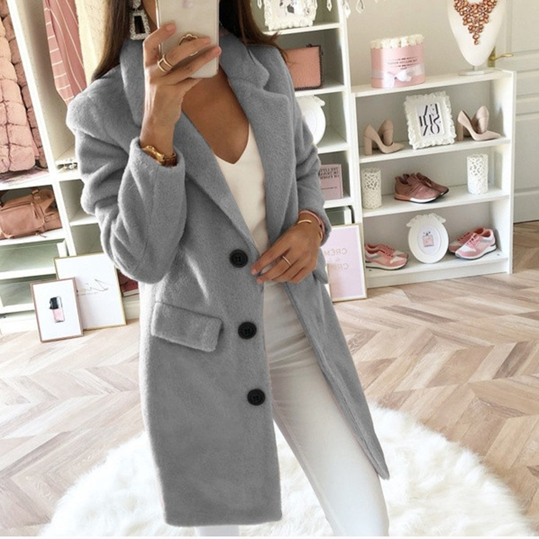 Women's Mid-Length Woolen Coat – Chic Double-Breasted Design 3