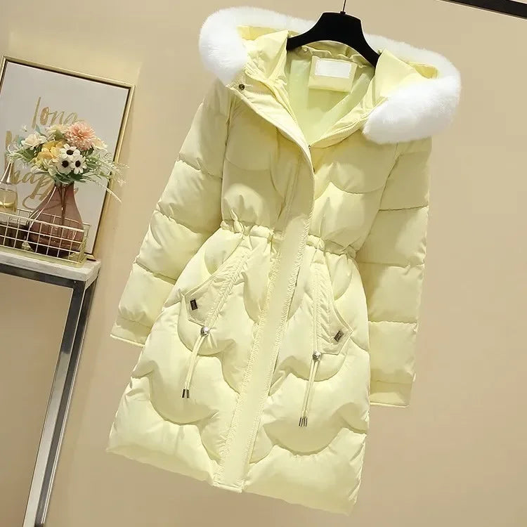 Women's Midi-Length Padded Jacket – Stylish Warmth with Drawstring Fit 2