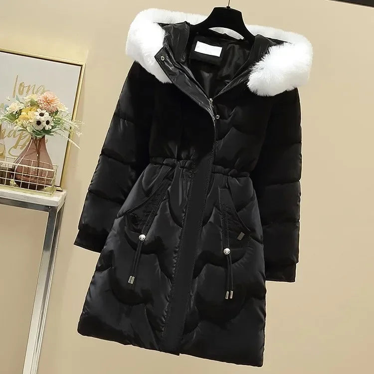 Women's Midi-Length Padded Jacket – Stylish Warmth with Drawstring Fit 3