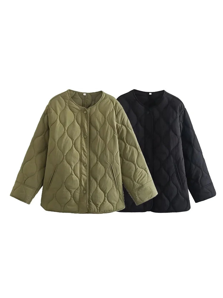 Women's Oversized Quilted Jacket – Cozy Style with Snap Buttons 5