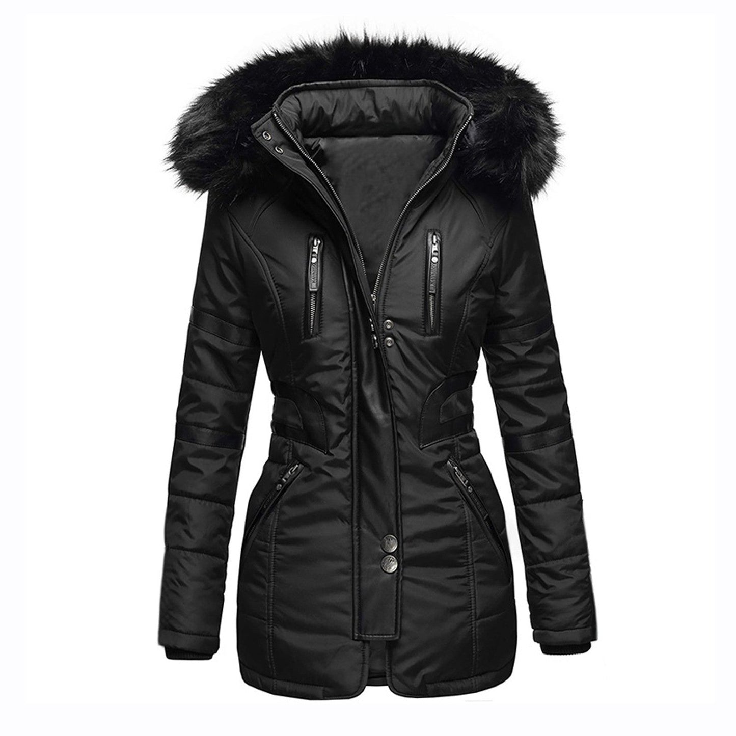 Women's PU Leather Jacket – Chic Fur Collar for Winter Warmth 0