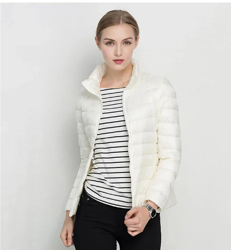 Women's Padded Slim Fit Jacket – Chic Notched Zip Design 1