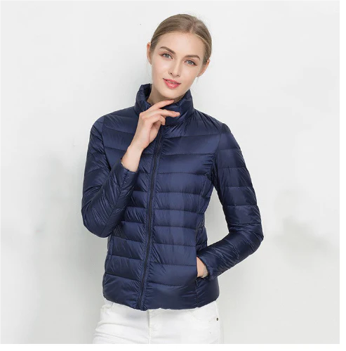 Women's Padded Slim Fit Jacket – Chic Notched Zip Design 3