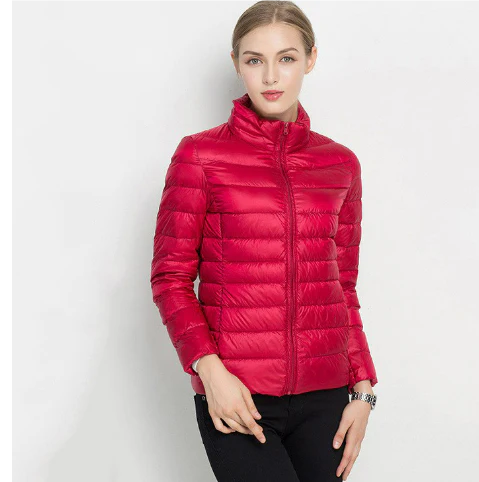 Women's Padded Slim Fit Jacket – Chic Notched Zip Design 5