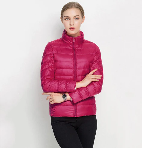 Women's Padded Slim Fit Jacket – Chic Notched Zip Design 6